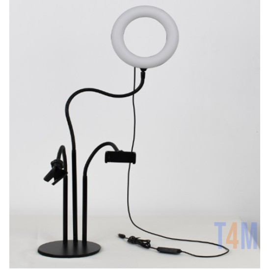 RING LIGHT LS-160-7 6.0" WITH MICROPHONE AND PHONE HOLDER 3 COLOR LIGHT ADJUSTMENT WHITE